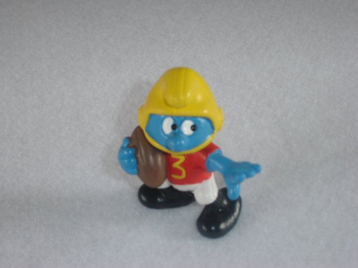 Vintage 1980 American Footbal Player Smurf With Painted 3 Schleich PVC 20132 Portugal