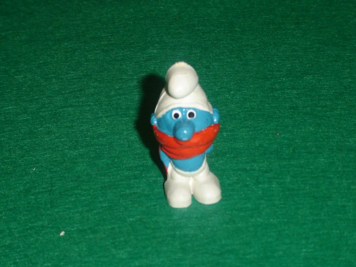 Vintage Smurfs 1969 Shiver Smurf With Red Scarf 20004 Peyo PVC W Germany