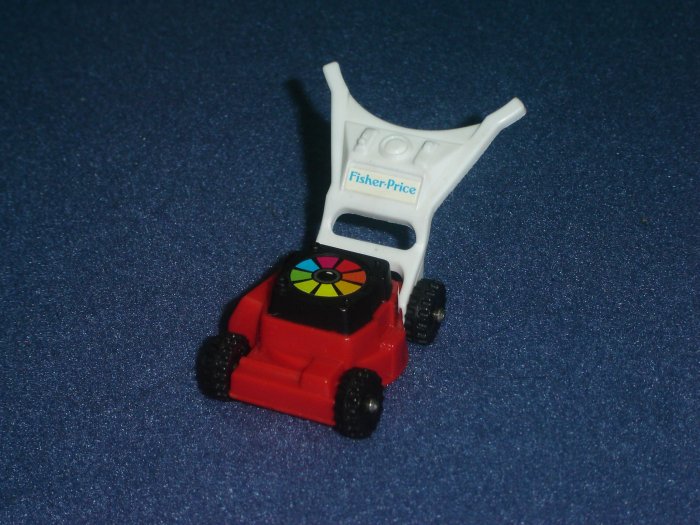 Vintage 1992 Fisher Price Chunky Little People Red and White Mini Lawn Mower 2399