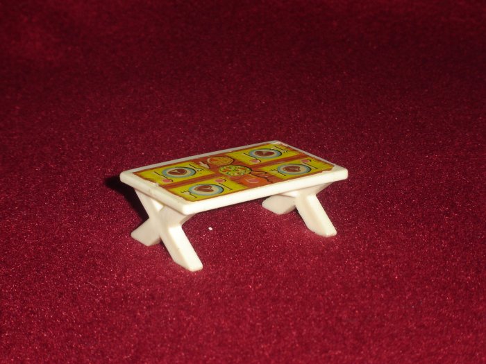 Vintage Fisher Price Little People 990 Play Family A Frame House White Picnic Table