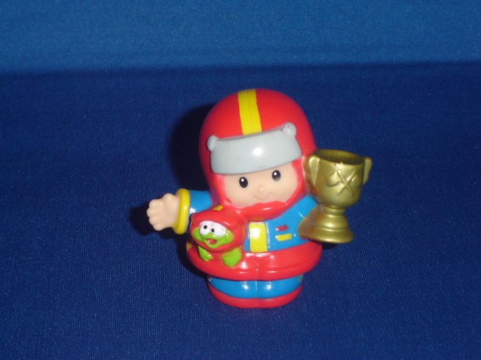 2004 Fisher Price Little People Red Eddie Race Car Driver With Trophy NASCAR Newer FP LP