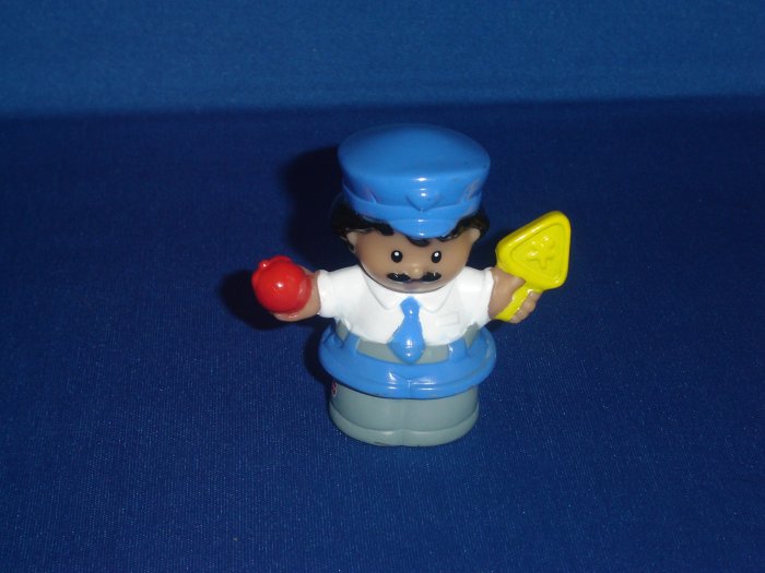 2001 Fisher Price Little People Crossing Guard With Sign and Apple Newer FP LP