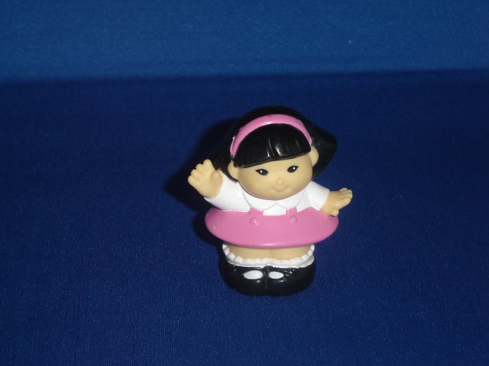 1997 Fisher Price Little People Sonya Lee in Pink Dress Waving Hello Newer FP LP