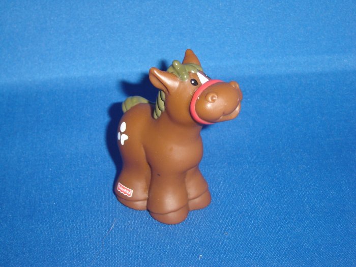 2003 Fisher Price Little People Brown Horse w White Spots for Barn or Farm Newer FP LP