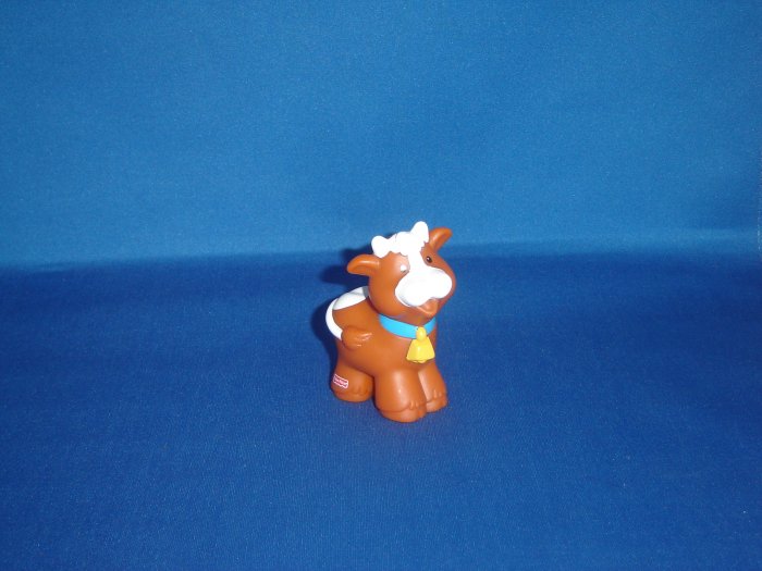 1997 Fisher Price Little People Brown and White Cow for Barn or Farm Newer FP LP