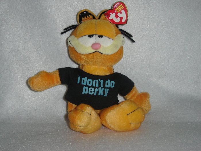 NEW Garfield The Cat I DONT DO PERKY TY Beanie Baby Babies 8 Inch Plush Toy Stuffed Animal