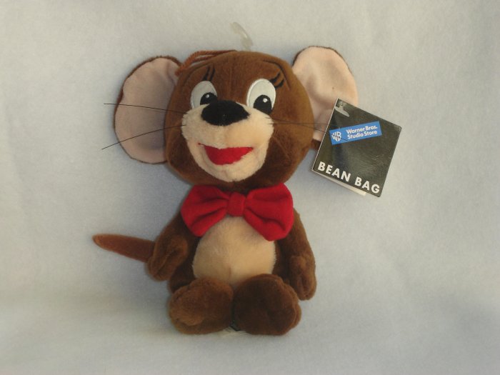 New Warner Bros WB Exclusive Tom & Jerry Cartoon Plush Jerry Mouse Beanie Doll Toy 8 Inches 1998