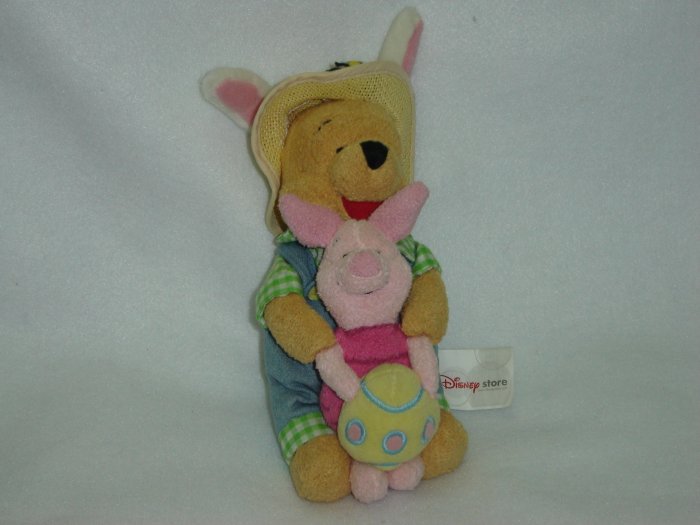 Disney Store Exclusive Winnie The Pooh and Piglet W Easter Egg Plush Stuffed Toy Beanie for Spring