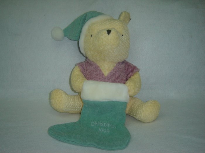 Disney Store Exclusive Holiday Plush Winnie the Pooh With 1999 Christmas Stocking