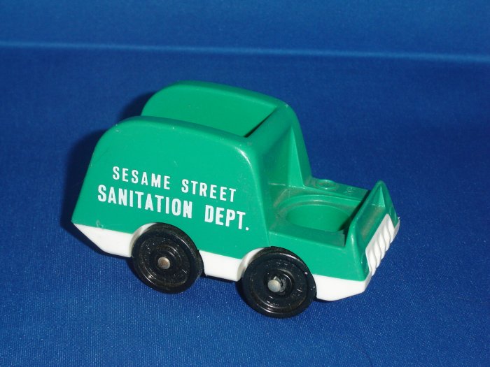 Vintage Fisher Price Little People Green Sanitation Truck From The 938 Sesame Street Set