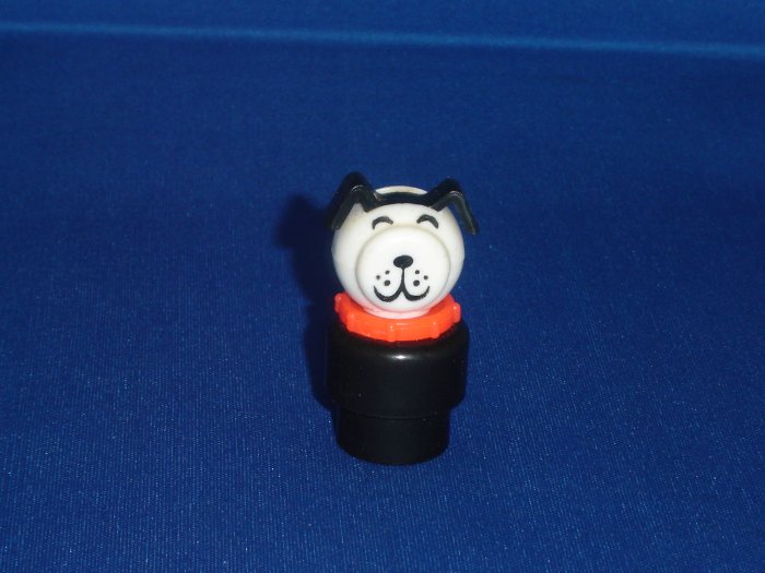 Vintage Fisher Price Little People Black Dog With Red Collar