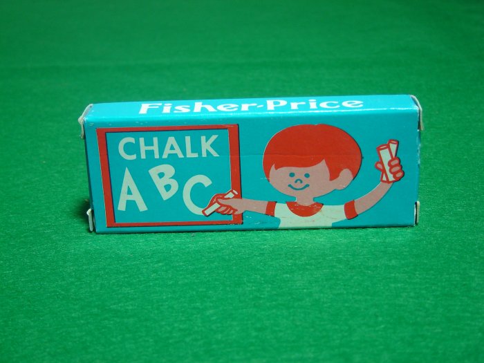 Vintage Fisher Price Little People Chalk Box and 3 Pieces of Chalk