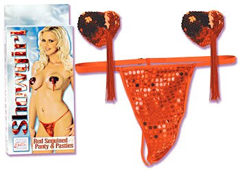 Showgirl - Red Sequined Panty And Pasties