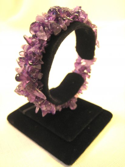 Purple Gemstone Chip Beads 20mm Bracelet (Sale)