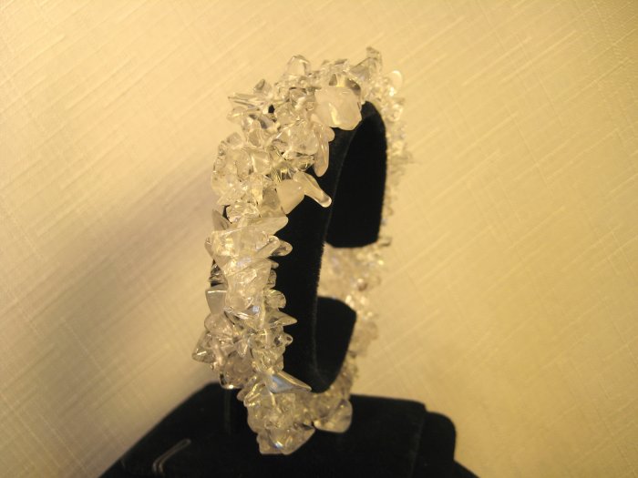 Crystal White Gemstone Beads Chip Bracelet #2383