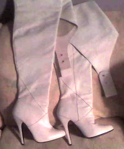 Vintage White Leather Chap Boots