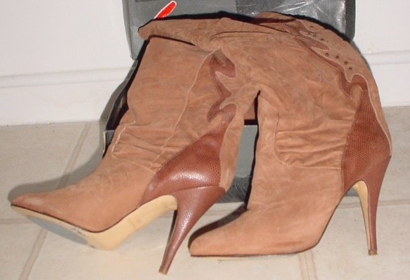 THE WILD PAIR Brown Leather & Suede OTK Knee High Boots