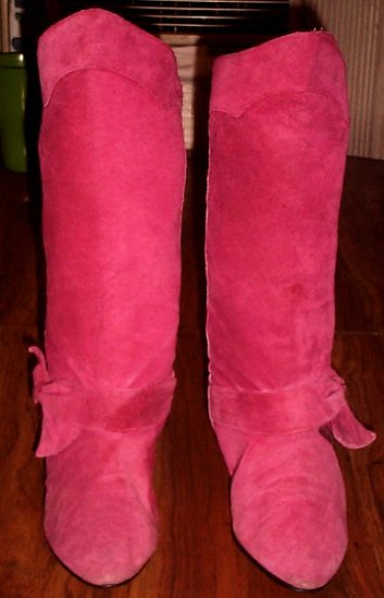 Pink Bowtie Mid High Boots