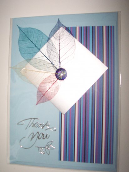 Blue leaf thank you card