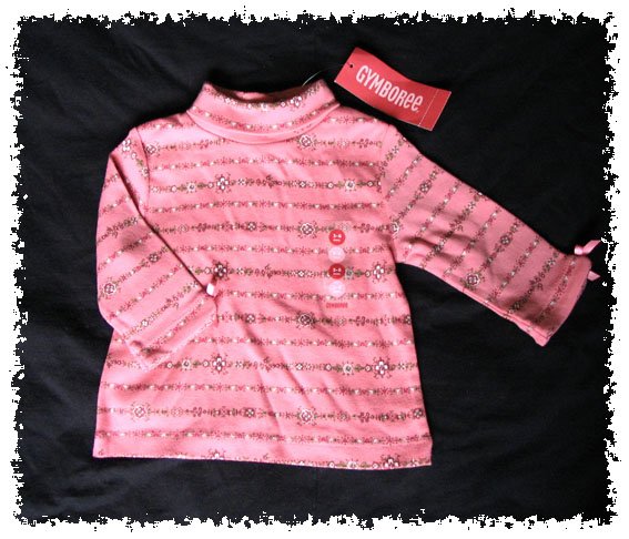 GYMBOREE Tyrolean Lure Pink Floral Lines TURTLENECK TOP - Size 3-6 months