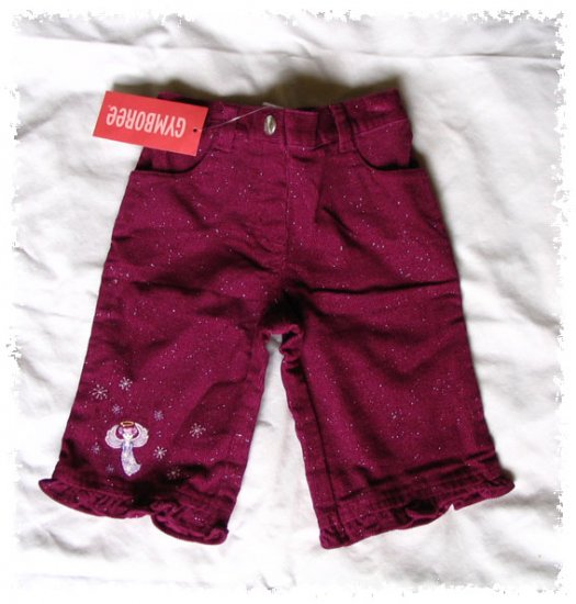 GYMBOREE Winter Princess Burgundy Sparkling ANGEL PANTS - Size 3-6 months