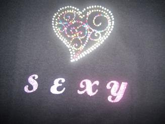 Black Sexy Heart Tee Size Large