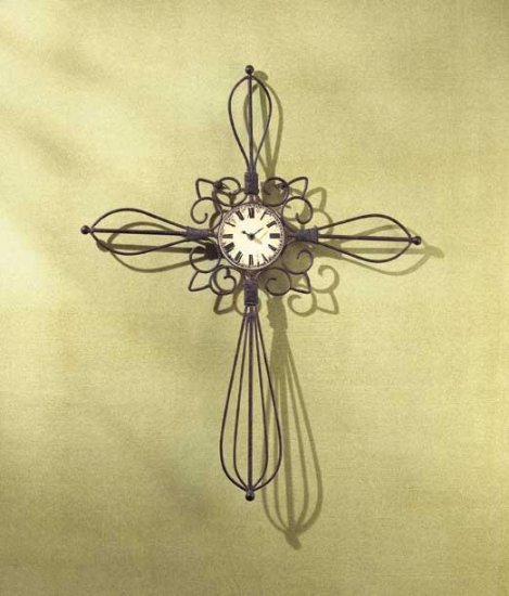 SPANISH MISSION CROSS WALL CLK $29.95