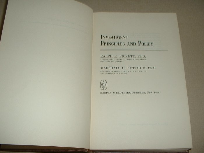 Investment Principles and Policy
