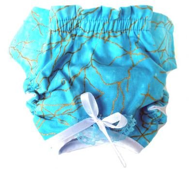 Blue & Shiny Gold Vein Puppy Dog Panties Medium