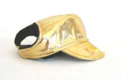 Shiny Gold Visor Cap Large dog hat