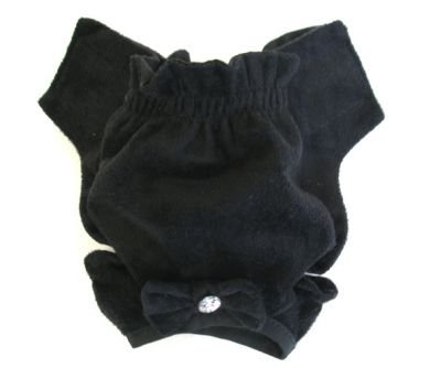 Black Soft Suede Rhinestone Panties Dog Panties XX Small
