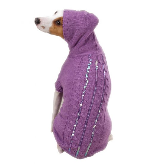 East Side Sequin Cable Hoodies Dog Sweater Large