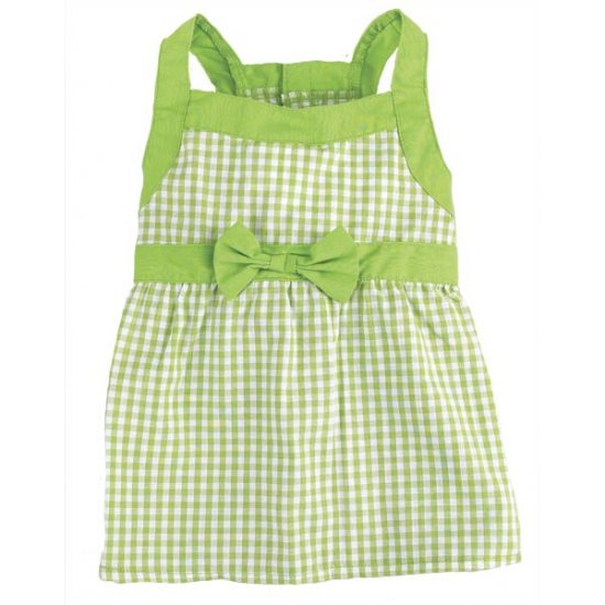 Sale East Side Collection Gingham Dog Dresses Small Parrot Green