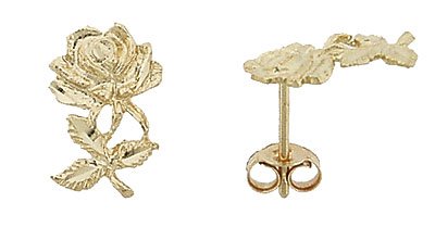14K Italian Gold Rose Stud Earrings