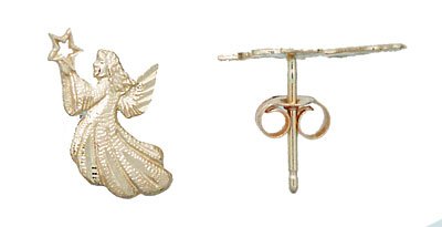 14K Gold Angel Stud Earrings