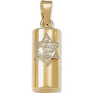 14K Gold Two Tone Mezuzah Pendant