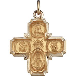 14K Gold 4-Way Cross Medal