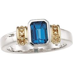 Sterling Silver & 14K Gold London Blue Topaz Ring