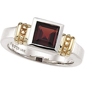 Sterling Silver & 14K Gold Genuine Mozambique Garnet Ring