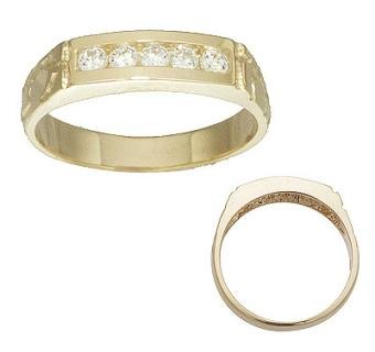 14K Yellowo Gold Men's Signity Star CZ Band