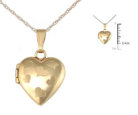 Children's 14K Gold Heart Locket with 15" Rope Chain