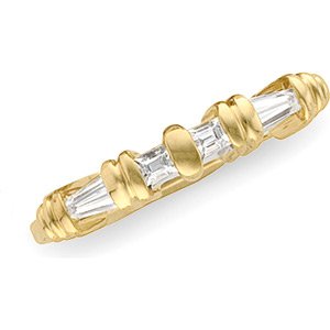 14K Yellow Gold Signity Star CZ Bridal Wedding Band