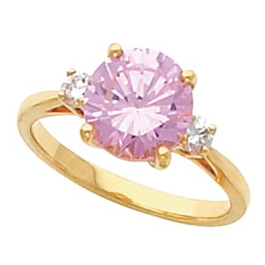 14K Yellow or White Gold Violet Sapphire & Diamond Ring