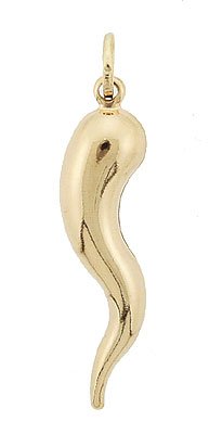 14K Yellow Gold Large Italian Horn