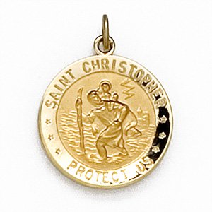 14K Gold US Airforce/St Christopher Double Sided Medal