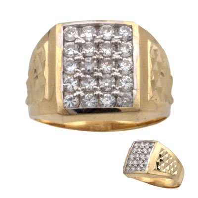 Men's 14K Yellow Gold Signity Star Pave CZ Ring