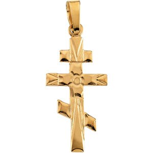 14K Gold Orthodox Cross Pendant