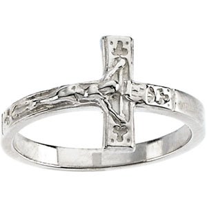 14K White Gold Crucifix Ring