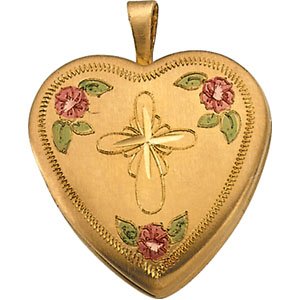 14K Gold Tri Color Fancy Cross Locket