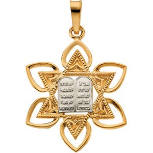 14K Gold Two Tone Star of David Pendant